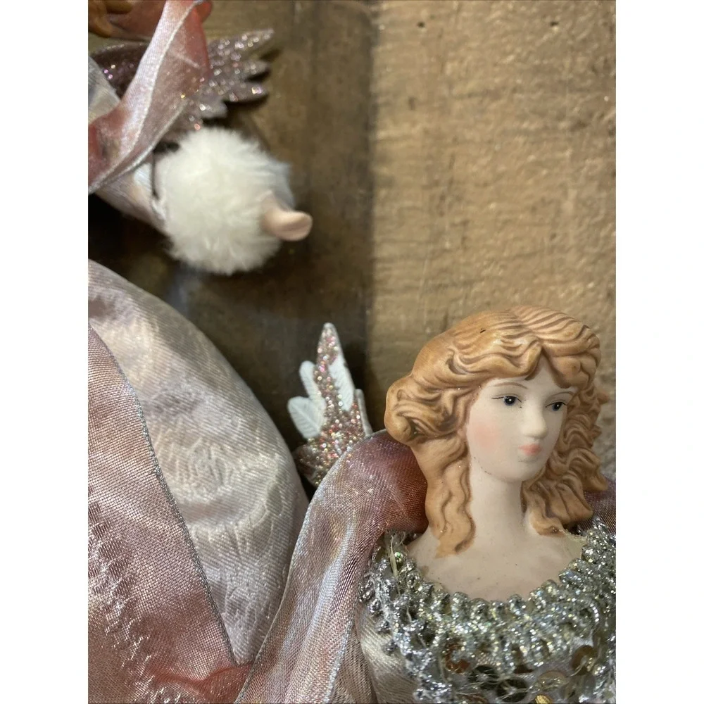 Set of 3 Vintage Victorian Pink Angel Ornaments 9